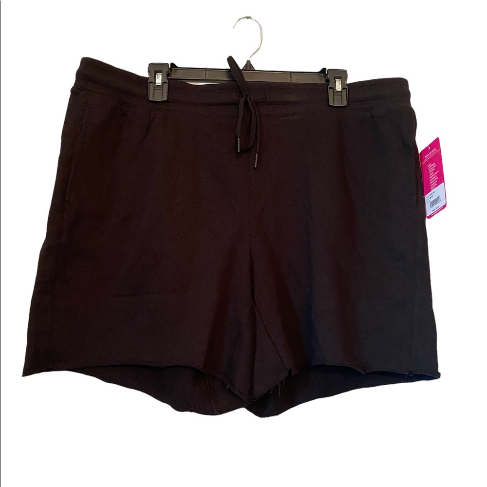 Yogalicious Black Raw Hem Elastic Waist Shorts